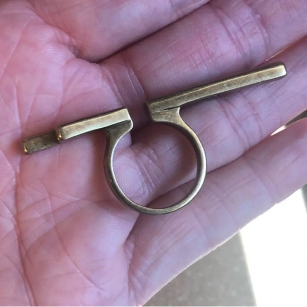 Iconic Silpada K&R Sunbeam Brass Gold Open Double Bar Ring Women's Sz8 - Picture 6 of 6